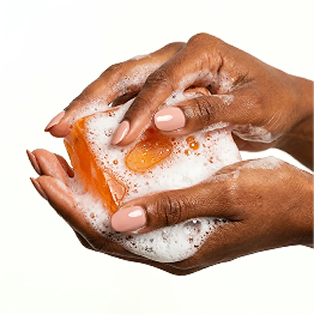Bath net with soap bar